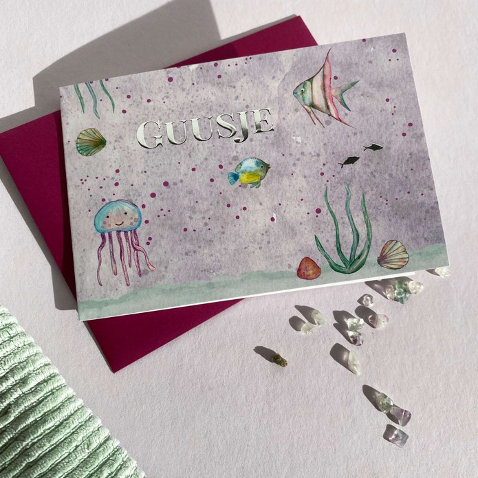 Geboortekaartje paars oceaan