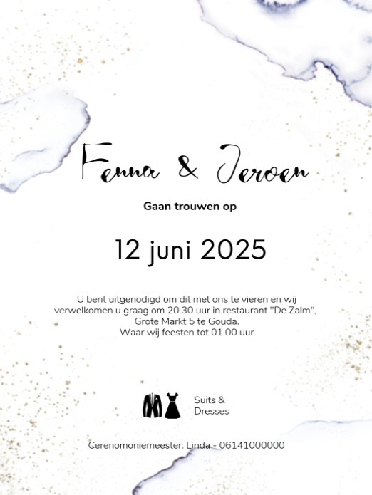 Trouwkaart aquarel sparkle • 14 x 19 cm