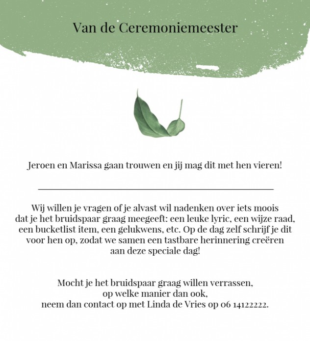 Bijkaart klein trouwen in het bos