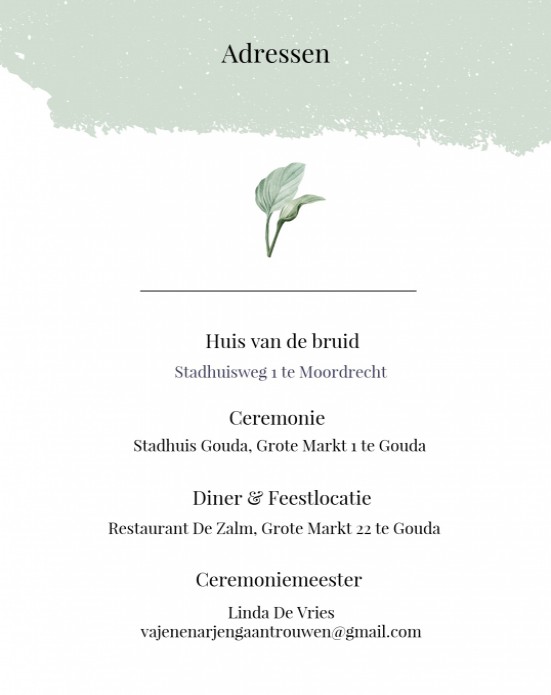 Bijkaart middel trouwen in het bos