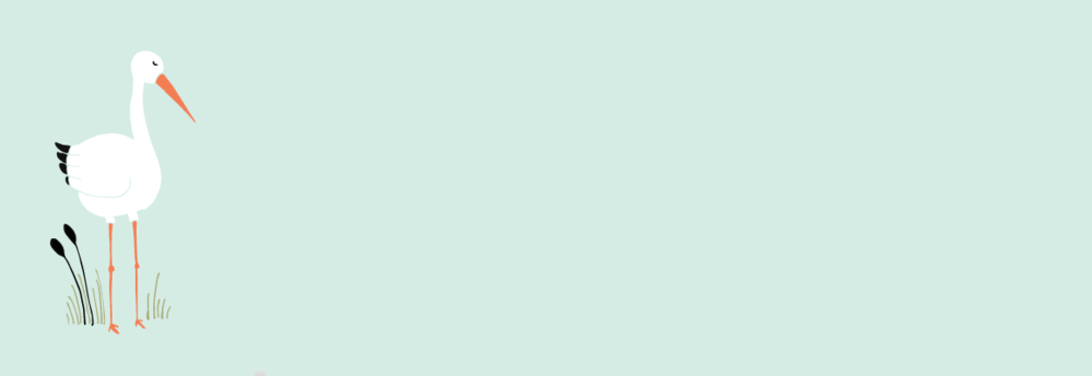 Adresetiket ooievaar mint