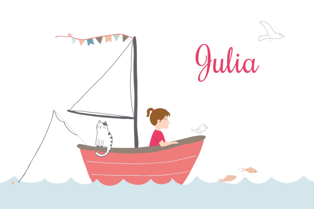 Geboortekaartje met zeilbootje