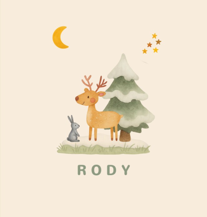 Geboortekaartje winter rendier