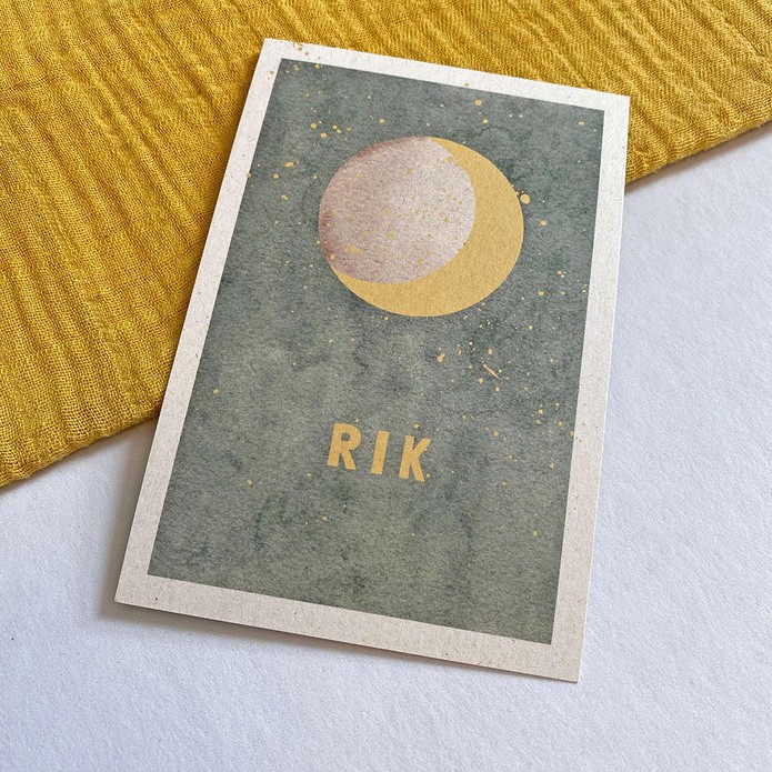 Geboortekaartje maan duurzaam papier