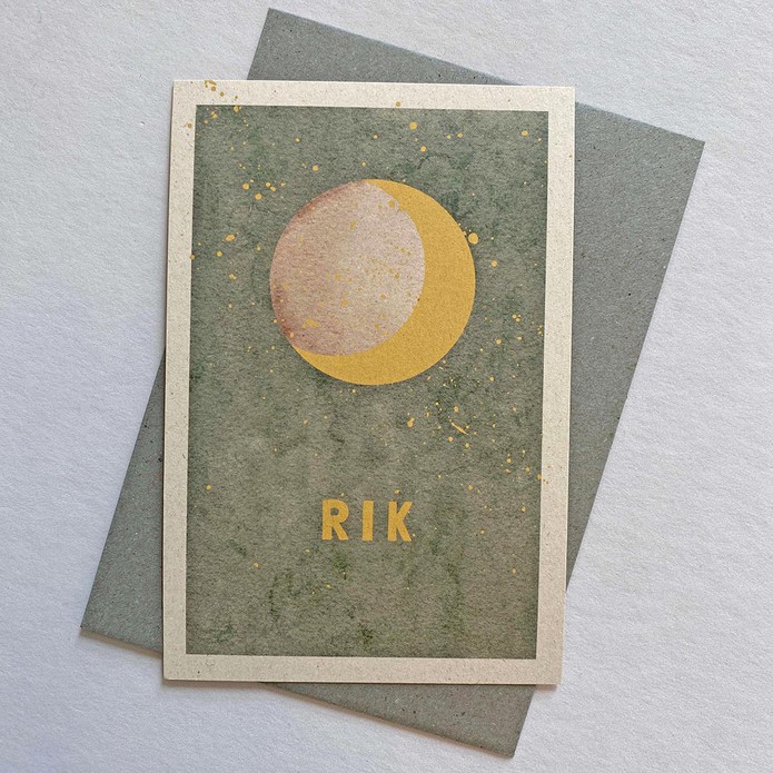 Geboortekaartje maan duurzaam papier
