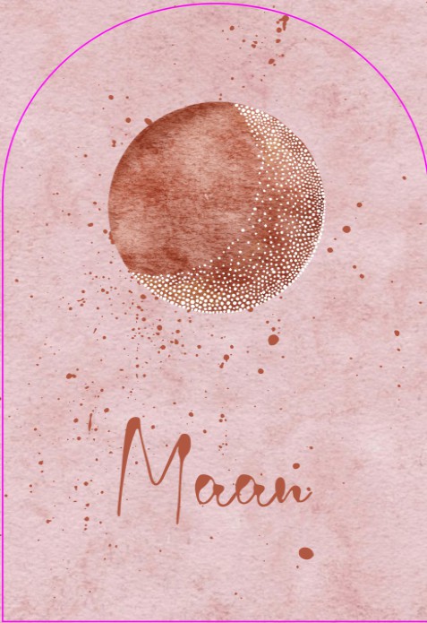 Geboortekaartje maan boogvorm