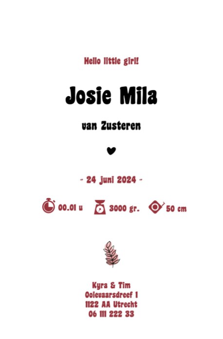 binnenkant geboortekaartje