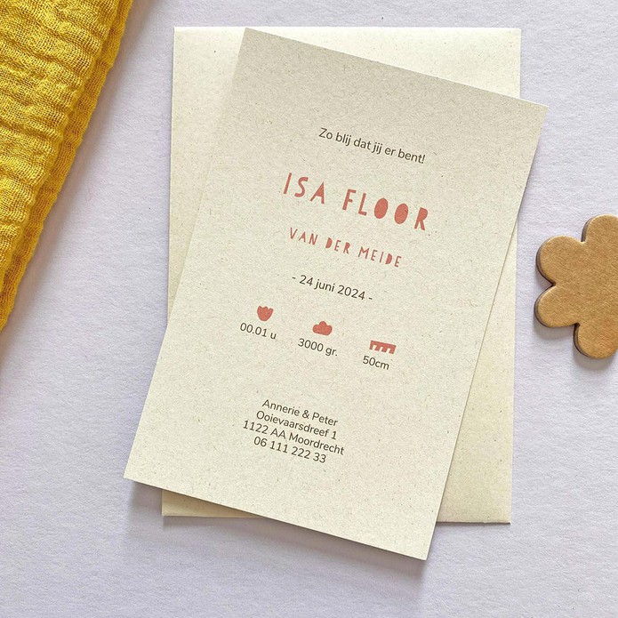 Geboortekaartje lief en speels binnenkant