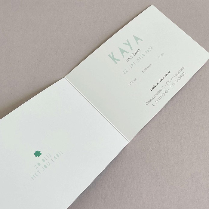 Geboortekaartje met geknipte vormen