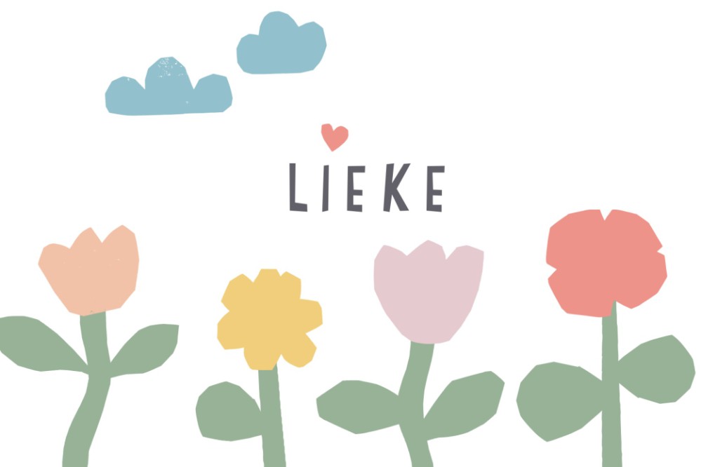Geboortekaartje bloemen modern