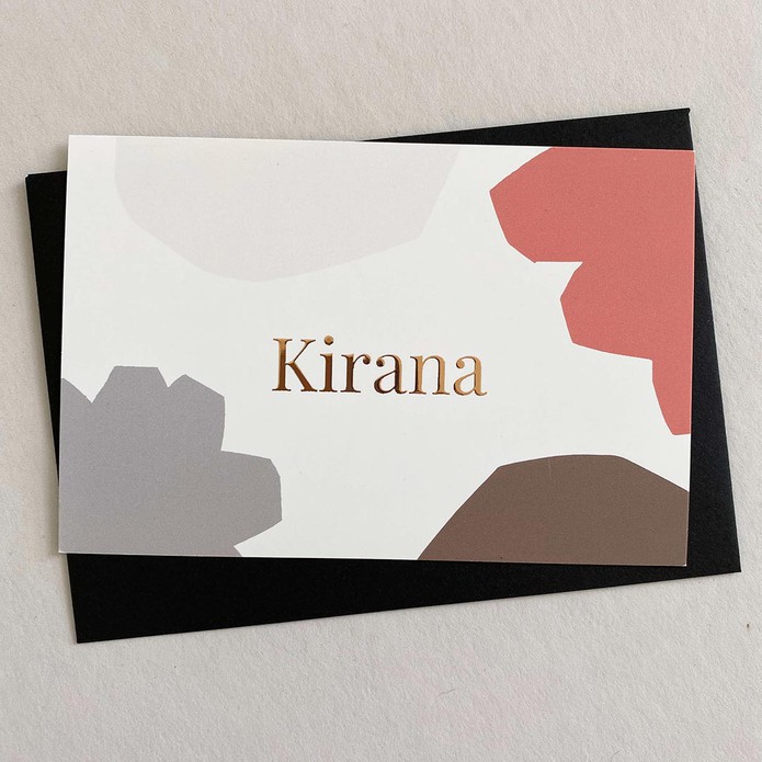 Geboortekaartje abstract met rosegoudfolie