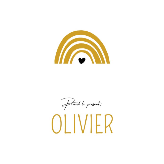 Geboortekaartje goudfolie regenboog