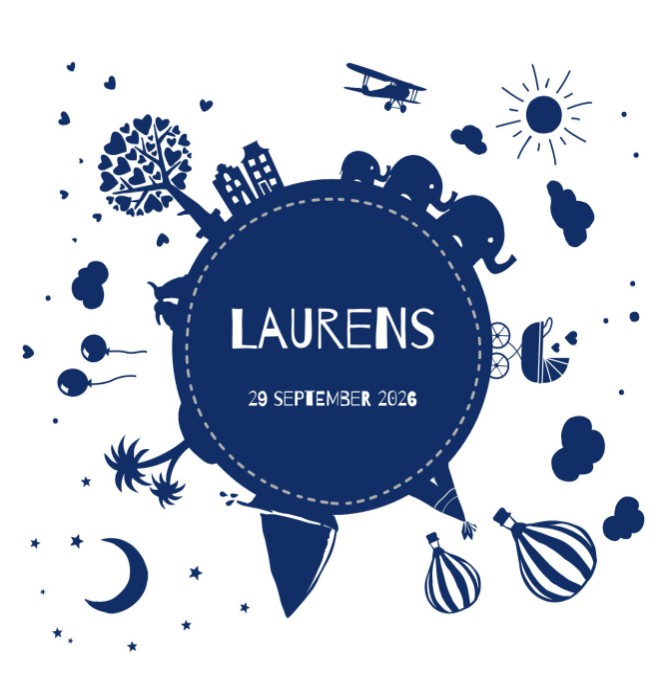 Geboortekaartje Wereldbol Laurens