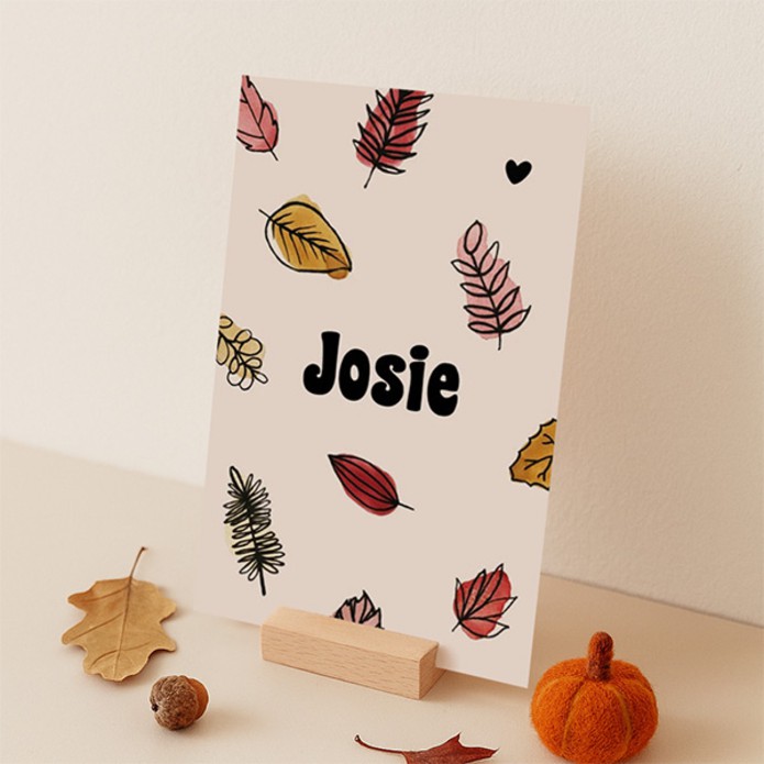 Geboortekaartje met herfst bladeren
