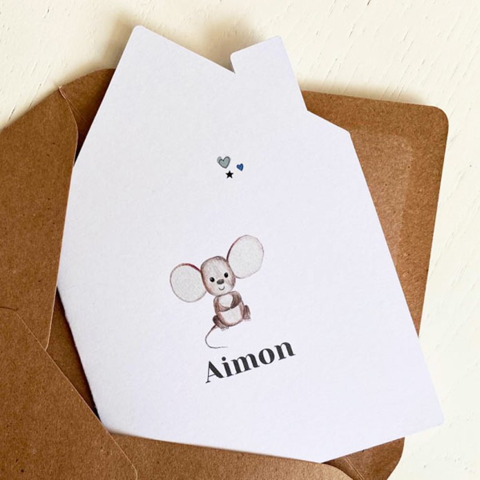 Geboortekaartje in vorm van een huis