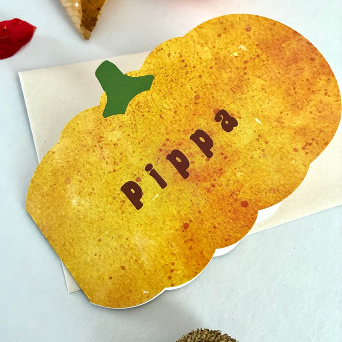 Geboortekaartje in vorm van een pompoen