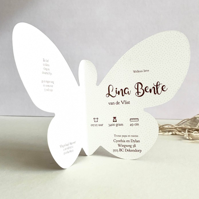 Gebioortekaartje vlindervorm