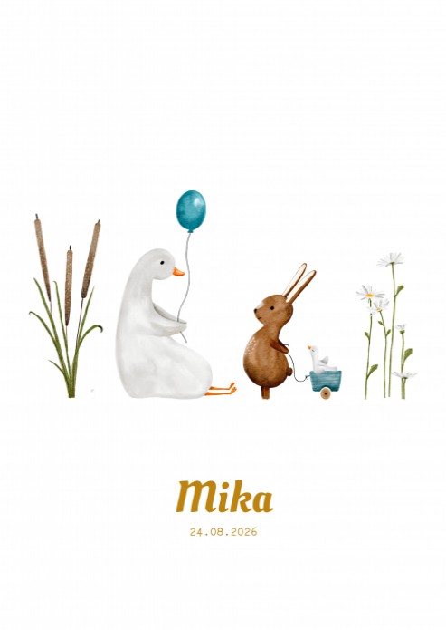 Geboorteposter gans en konijn