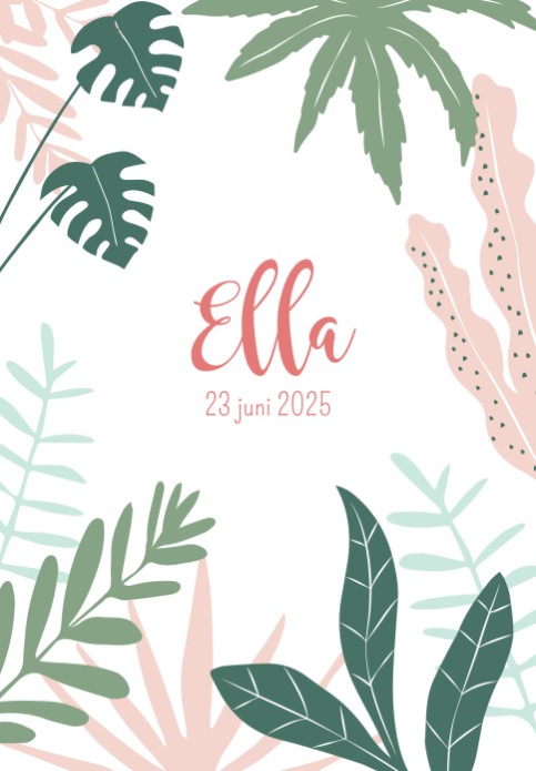 Geboorteposter jungle bladeren