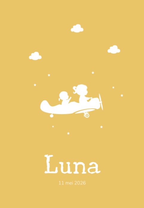 Geboorteposter vliegtuig