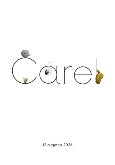 Geboorteposter letters dieren