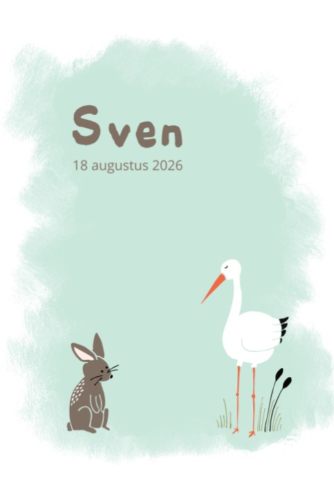 Geboorteposter ooievaar konijn