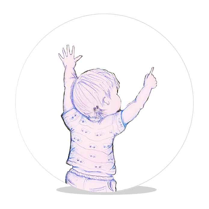 Sluitsticker meisje wijzend