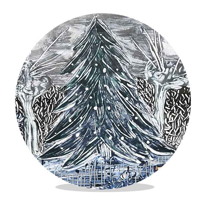 Sluitsticker tuin kerst wit