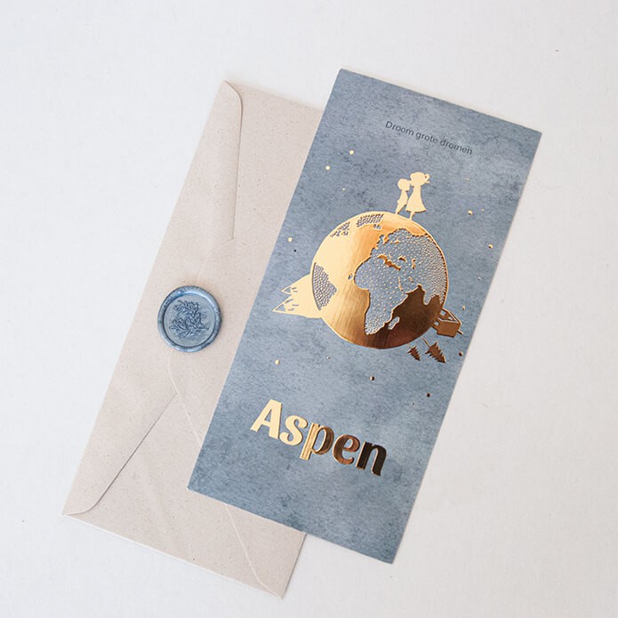 Geboortekaartje met folie hoera een broertje van een grote zus