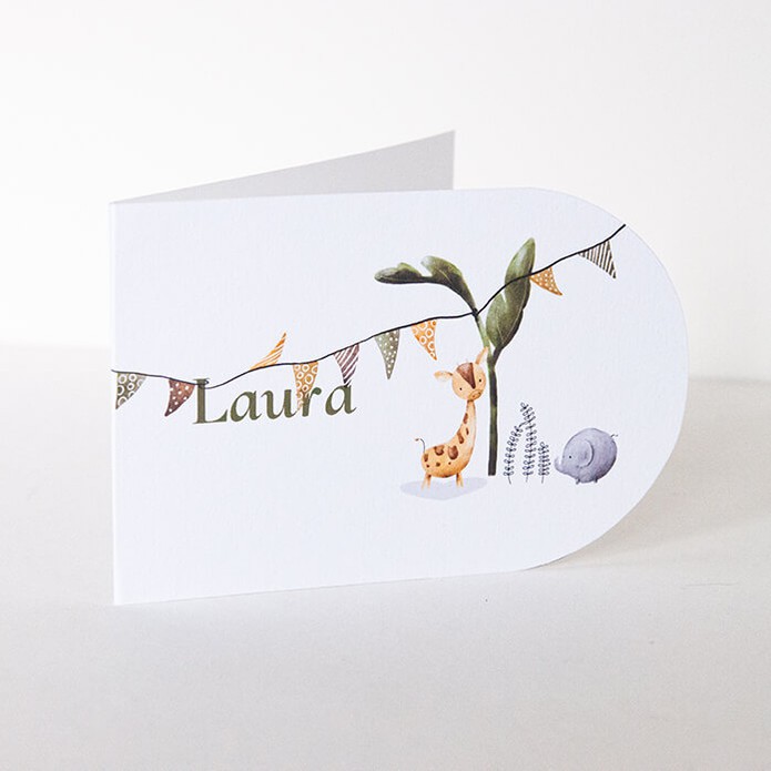 Geboortekaartje halfrond met giraffe