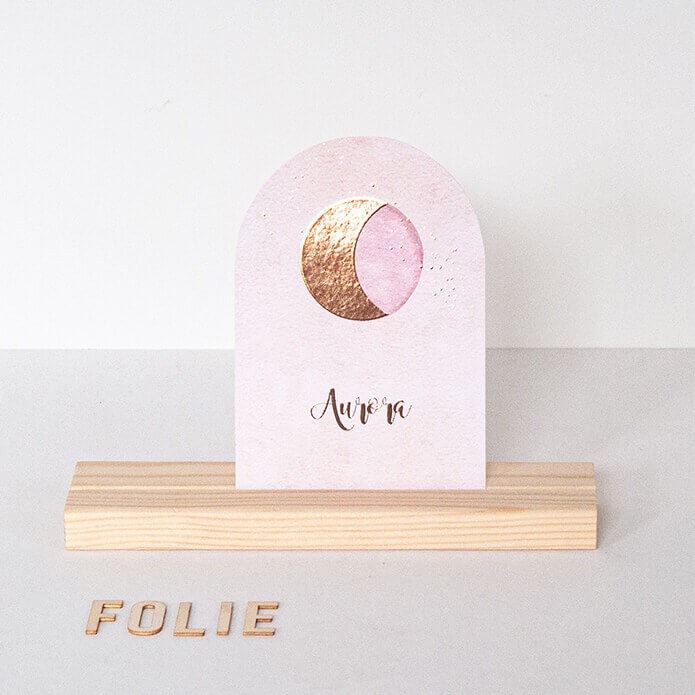 Geboortekaartje maan roze