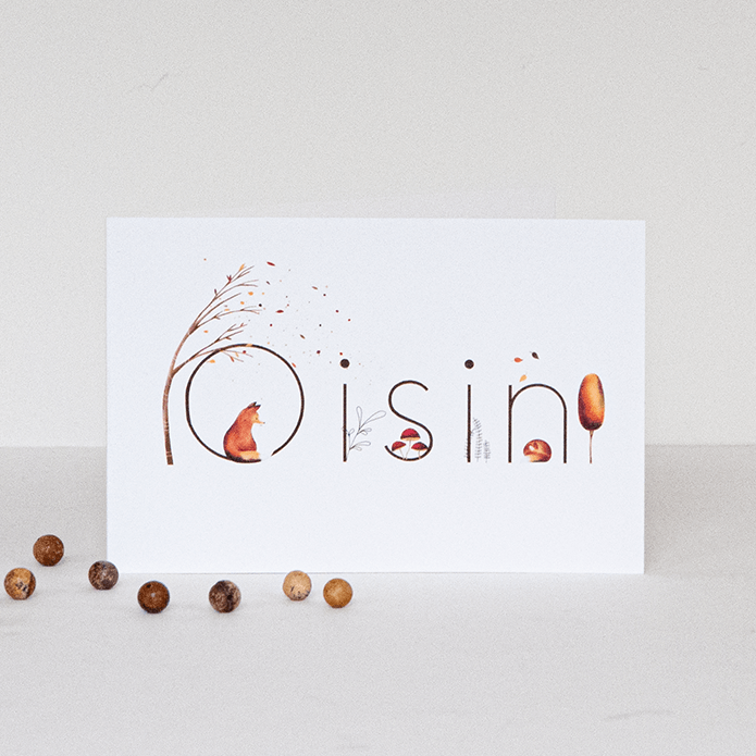 Geboortekaartje met vos en naam