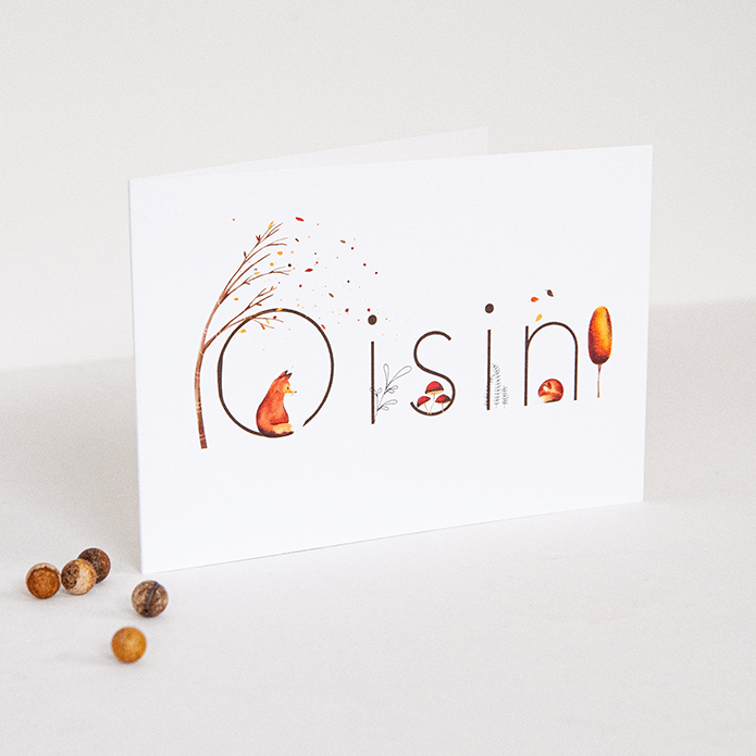 Geboortekaartje met vos en naam