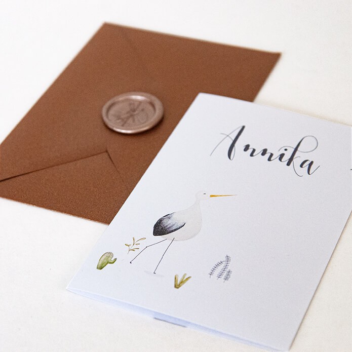 Geboortekaartje met ooievaar 2025