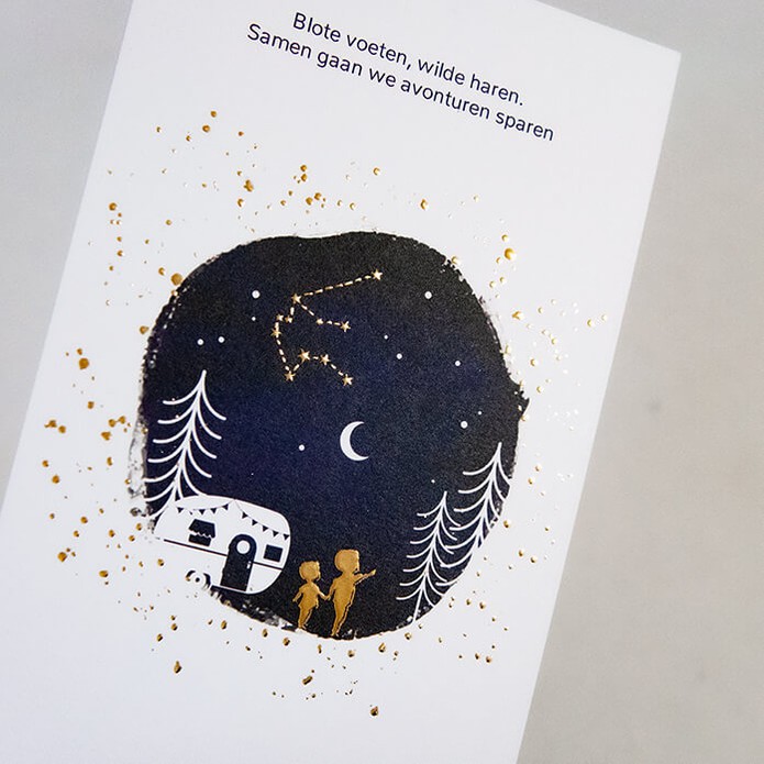 Geboortekaartje broertjes met goudfolie