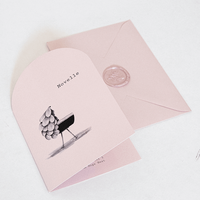 Geboortekaartje met wieg boogvorm roze