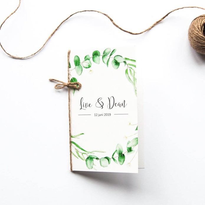 Uitnodiging bruiloft aquarel bladeren