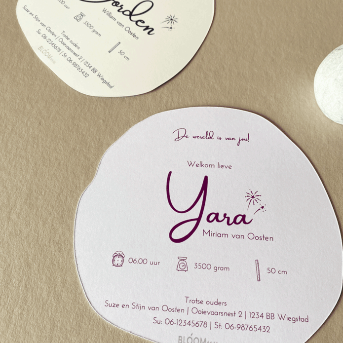 Geboortekaartje rond wereldbol - Yara